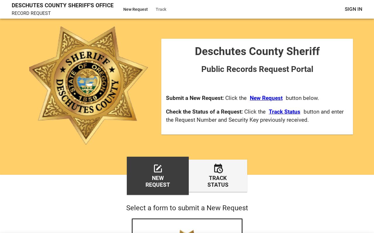Deschutes County Work Center release records request portal